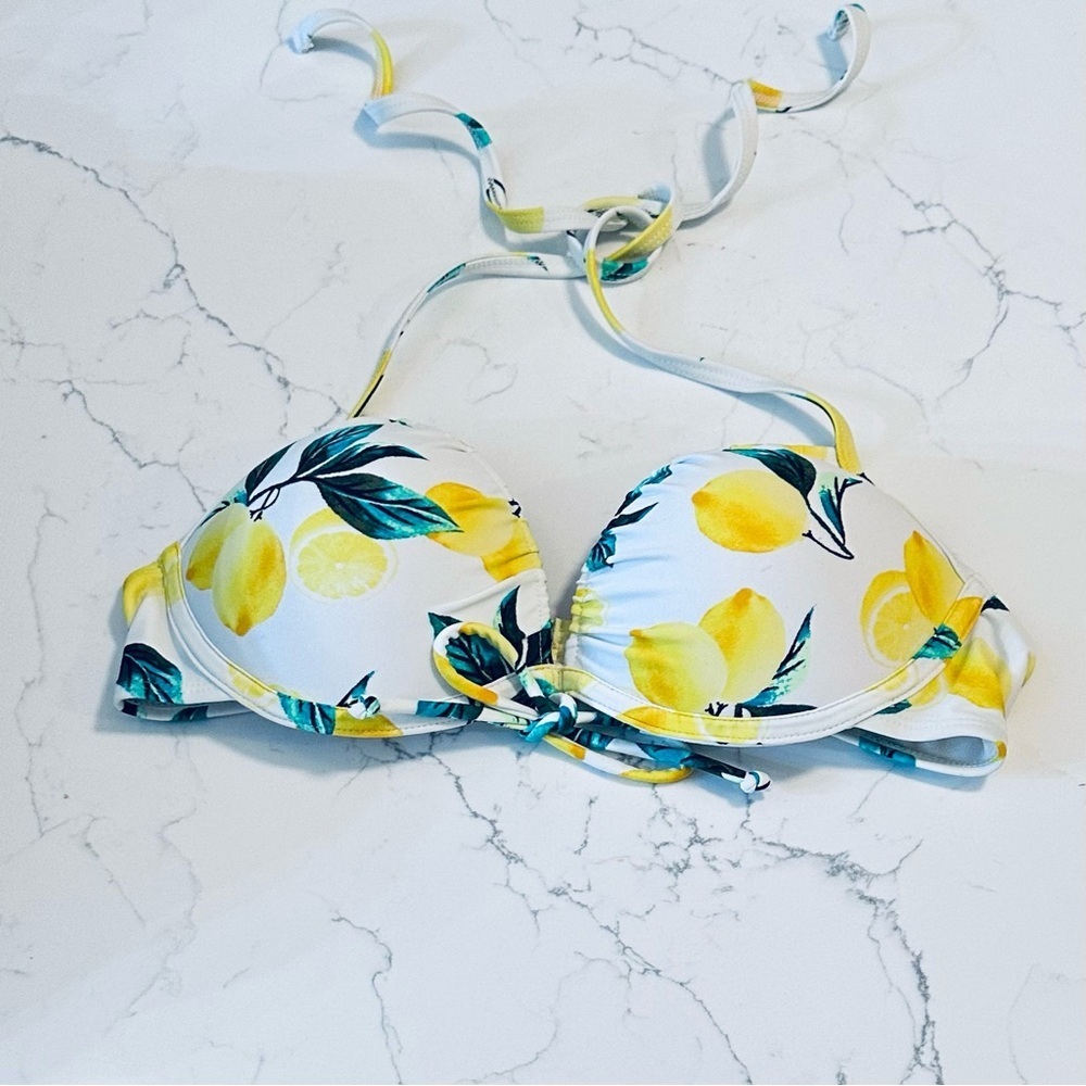 Lemon Pattern Push-Up Bikini Top - image 1